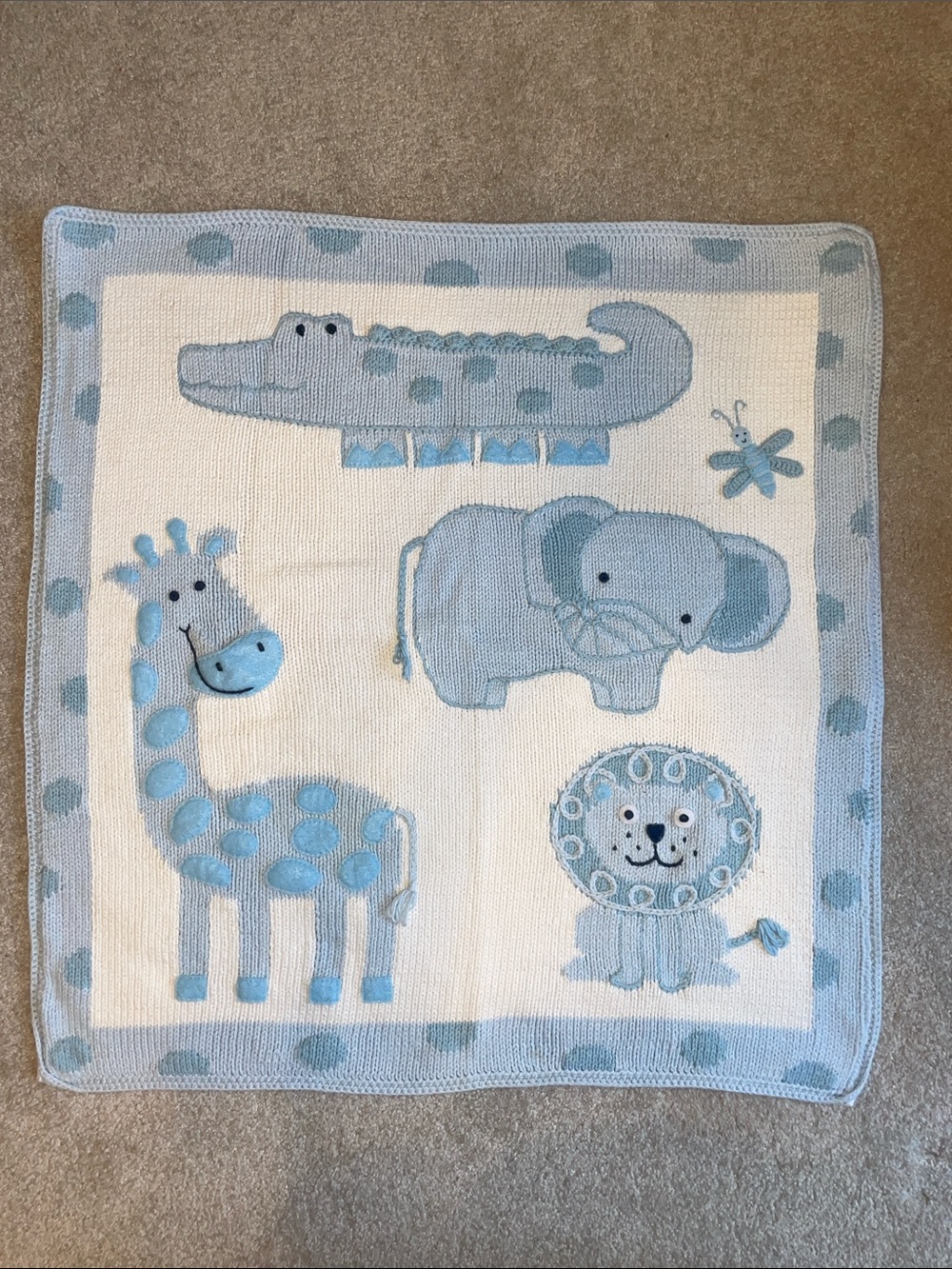 Blue Baby Animal Knit Blanket - Art Walk Neiman Marcus